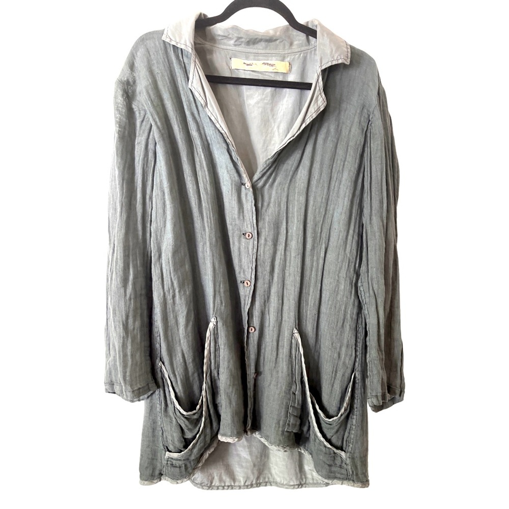 Cynthia Ashby Jacket - Gray‎ Linen/Cotton/Silk XS